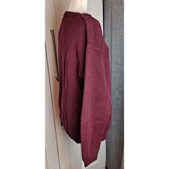162. VTG Eddie Bauer Sweater Adult Large Knit Maroon Pullover Mens 90s - Picture 4 of 6